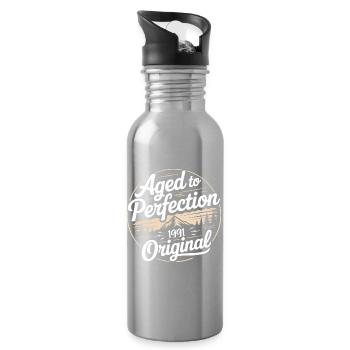 Vintage 1991 born Retro Original 1991 - Water bottle with straw - silver - Right