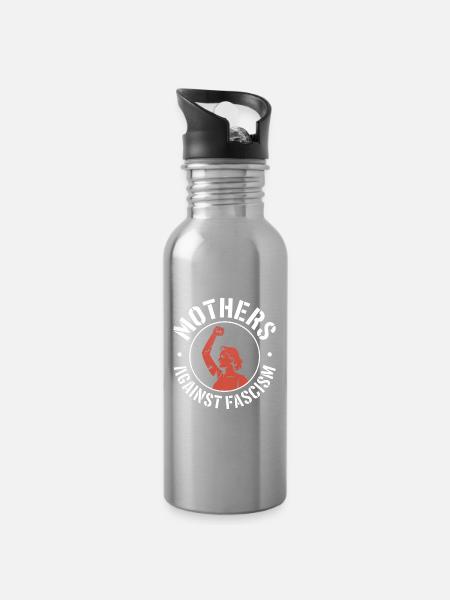Mères contre le fascisme - Produits dérivés antifascistes - Gourde avec paille intégrée - argent clair