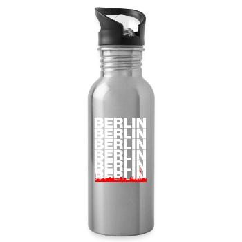 BERLIN SKYLINE, HAUPTSTADT VIBES! MAUER - Trinkflasche mit integriertem Trinkhalm - Lightsilver - Rechts