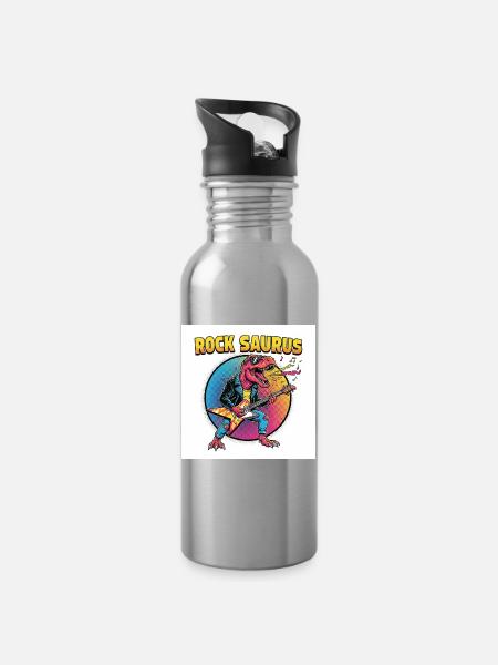Rock Saurus Guitar Hero - Gourde avec paille intégrée - argent clair