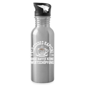 Liquid Capital - Funny Coffee Office Design - Water bottle with straw - silver - Right