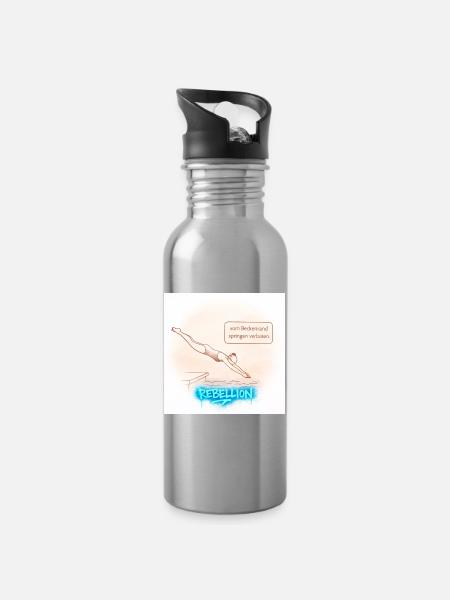 Beckenrand Rebellion  - Trinkflasche mit integriertem Trinkhalm - Lightsilver
