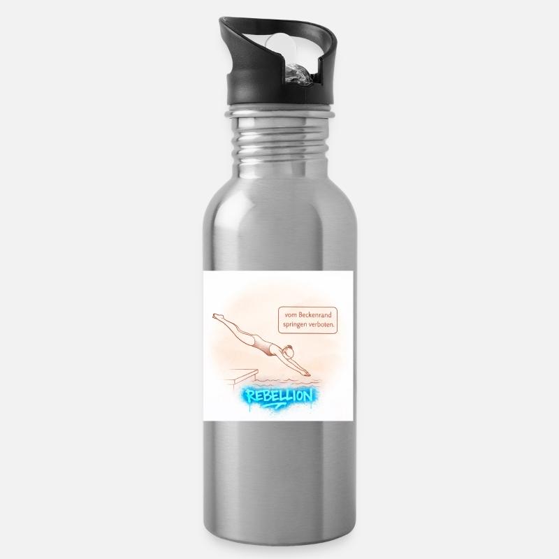 Beckenrand Rebellion  - Trinkflasche mit integriertem Trinkhalm - Lightsilver