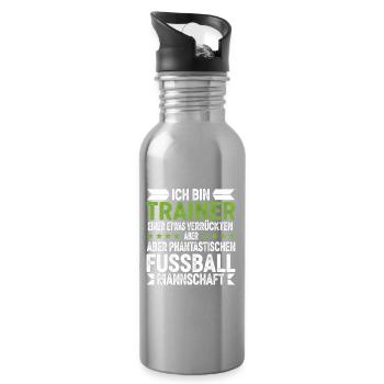 Ich bin Trainer einer verrückten Fußballmannschaft - Trinkflasche mit integriertem Trinkhalm - Lightsilver - Rechts