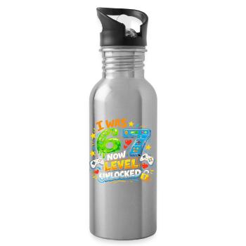 I was 6 Now Level 7 Unlocked 7th Birthday Gamer 67 - Trinkflasche mit integriertem Trinkhalm - Lightsilver - Rechts