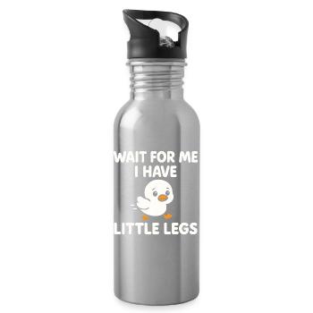 Chick Saying Meme Humor Funny Little Legs - Water bottle with straw - silver - Right