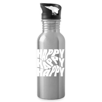 Bold Happy Graffiti Typography - Water bottle with straw - silver - Right