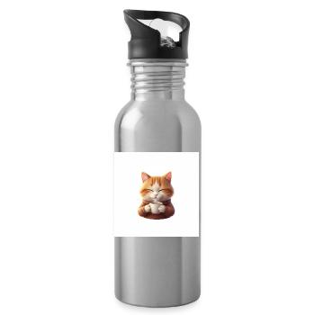 Kuschelkätzchen Kaffeezauber - Trinkflasche mit integriertem Trinkhalm - Lightsilver - Rechts