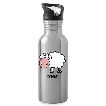 Schaf - Trinkflasche mit integriertem Trinkhalm - Lightsilver - Rechts