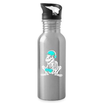 Skeleton DJ with controller and headset - Water bottle with straw - silver - Right