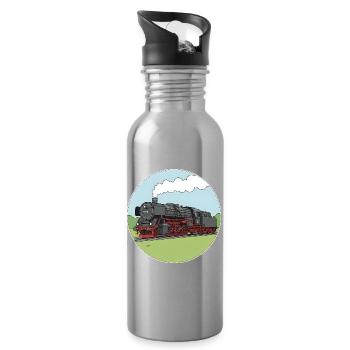 Dampflokomotive Lokomotive Eisenbahn Lok Br01 - Trinkflasche mit integriertem Trinkhalm - Lightsilver - Rechts