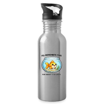 Lachender Goldfisch Spruch Aquarium - Trinkflasche mit integriertem Trinkhalm - Lightsilver - Rechts