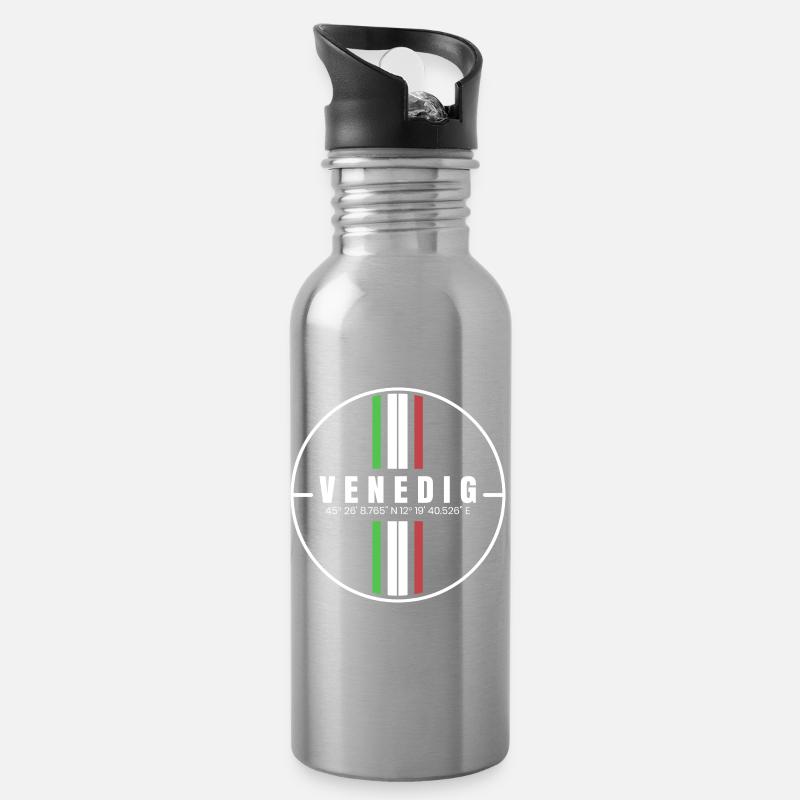 Venice Coordinates - Water bottle with straw - silver