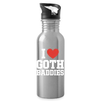 I Love Gothic Baddies - Water bottle with straw - silver - Right