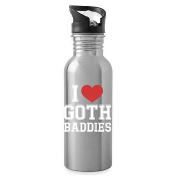 I Love Goth Baddies - Water bottle with straw - silver - Right