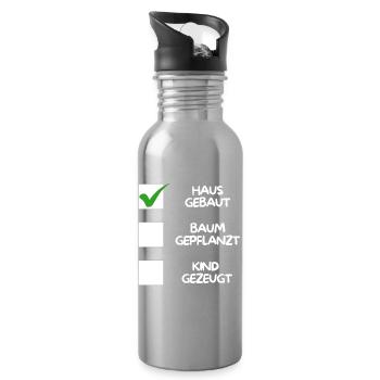 House built, ( tree planted, child fathered) white - Water bottle with straw - silver - Right