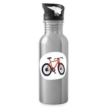 Orangenes Fahrraddesign - Trinkflasche mit integriertem Trinkhalm - Lightsilver - Rechts