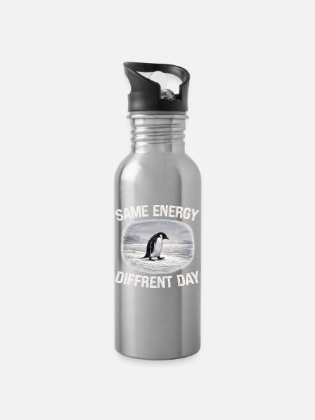 Same Energy Diffrent Day - Trinkflasche mit integriertem Trinkhalm - Lightsilver