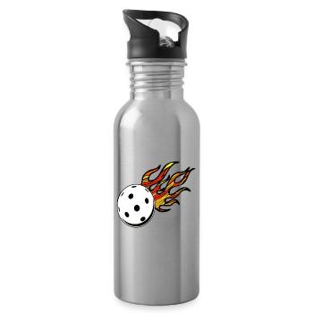 Floorball , Floorball , Fireball - Water bottle with straw - silver - Right