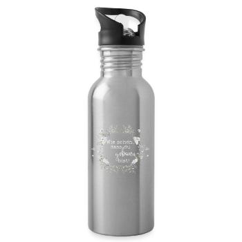 Comme tu es belle que tu sois né - couronne de fleurs - Gourde avec paille intégrée - argent clair - Droite