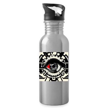 Machine Eye in the Geometry Kaleidoscope - Water bottle with straw - silver - Right