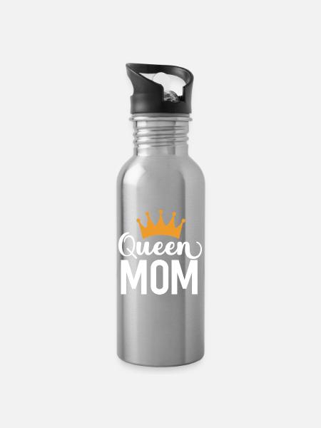 Queen Mom - Trinkflasche mit integriertem Trinkhalm - Lightsilver