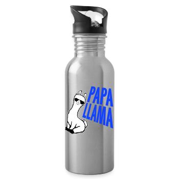 Papa Llama Lunettes de soleil cool assis Animal drôle - Gourde avec paille intégrée - argent clair - Droite
