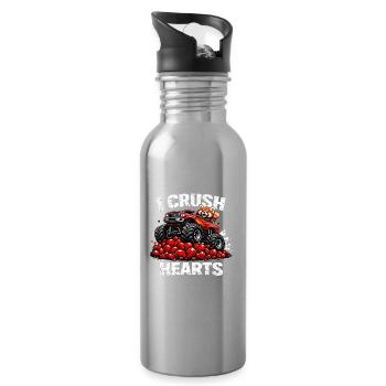 Valentinstag zerdrücke ich Herzen des roten Panda-Tieres - Trinkflasche mit integriertem Trinkhalm - Lightsilver - Rechts