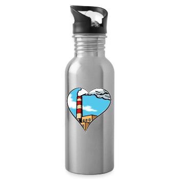 Industry Heart Factory Love Statement Environmental Protection - Water bottle with straw - silver - Right