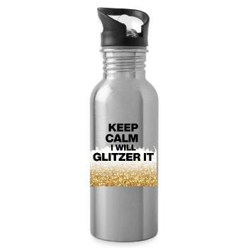 KEEP CALM, I WILL GLITZER IT! DIY Queens, Positive - Trinkflasche mit integriertem Trinkhalm - Lightsilver - Rechts