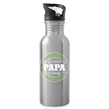 Dad You're Awesome Father's Day Birthday Dad - Water bottle with straw - silver - Right