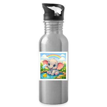 Elli the Elephant - Water bottle with straw - silver - Right