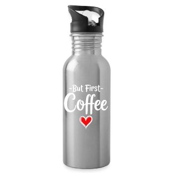 But First Coffee Coffee Lover Statement - Water bottle with straw - silver - Right