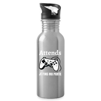 Wait, I'm finishing my game - Water bottle with straw - silver - Right