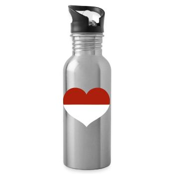 Flaggenherz von Monaco - Trinkflasche mit integriertem Trinkhalm - Lightsilver - Rechts