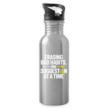 Hypnotist Erasing Bad Habits One Suggestion Pro  - Water bottle with straw - silver - Right