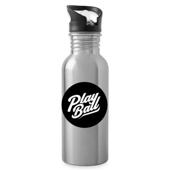 Play Ball Vintage Script - Water bottle with straw - silver - Right