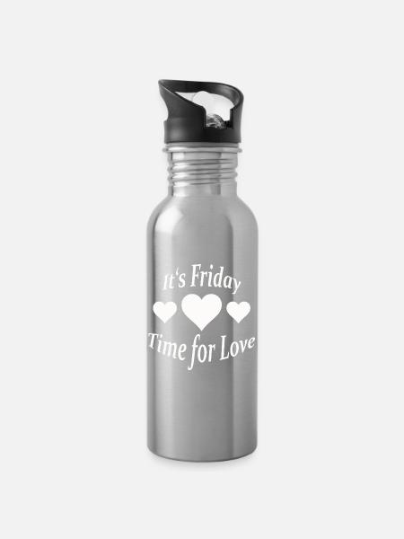 IT'S FRIDAY - Trinkflasche mit integriertem Trinkhalm - Lightsilver