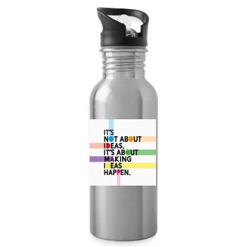 Make Ideas Happen – Creative motivational slogan - Water bottle with straw - silver - Right