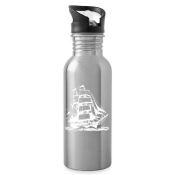 Großes Segelschiff Großsegler in stürmischer Fahrt - Trinkflasche mit integriertem Trinkhalm - Lightsilver - Rechts