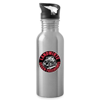 Landwirte gegen Faschismus - Antifa Tee - Trinkflasche mit integriertem Trinkhalm - Lightsilver - Rechts