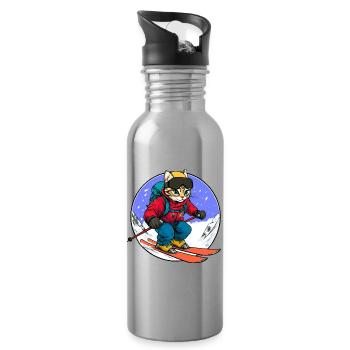Cat Skis - Gourde avec paille intégrée - argent clair - Droite