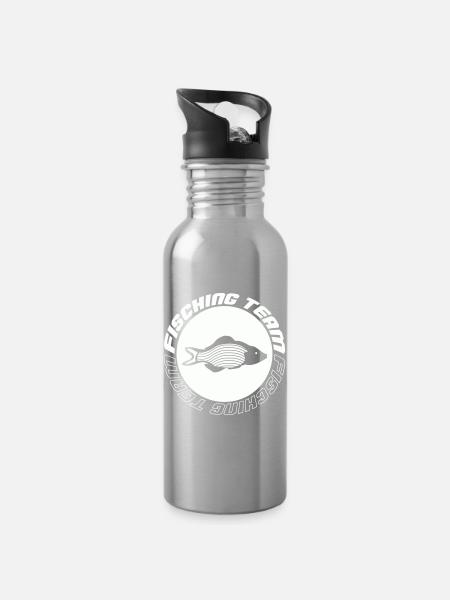 Fishing Team - Trinkflasche mit integriertem Trinkhalm - Lightsilver