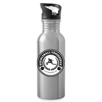 LOGO MVT PICKLEBALL - Gourde avec paille intégrée - argent clair - Droite