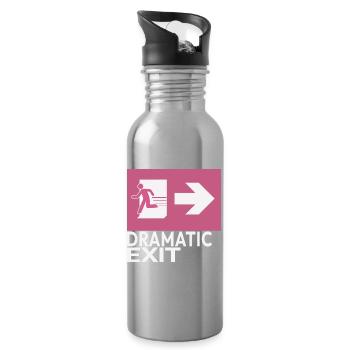 Dramatic Exit Funny Statement Minimal Graphic - Water bottle with straw - silver - Right