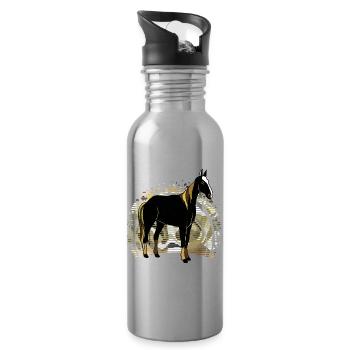 Pferd - Trinkflasche mit integriertem Trinkhalm - Lightsilver - Rechts