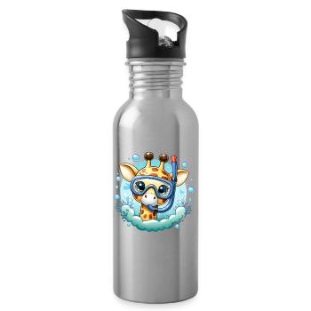 Giraffe im Unterwasser-Schnorchel - Trinkflasche mit integriertem Trinkhalm - Lightsilver - Rechts