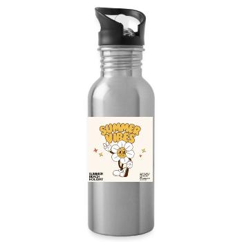 Summer Vibes Design - Water bottle with straw - silver - Right
