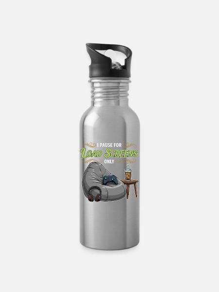 Gaming-Humor-Zitat-Pause-Ladebildschirme - Trinkflasche mit integriertem Trinkhalm - Lightsilver