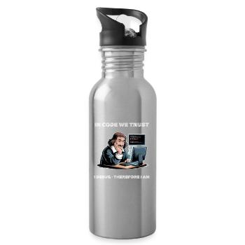 Philosoph Descartes Meme – für einen dunklen Hintergrund - Trinkflasche mit integriertem Trinkhalm - Lightsilver - Rechts